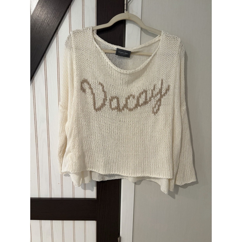 Anthropologie Wooden Ships Vacay Sweater Womens White Medium Crochet Knit